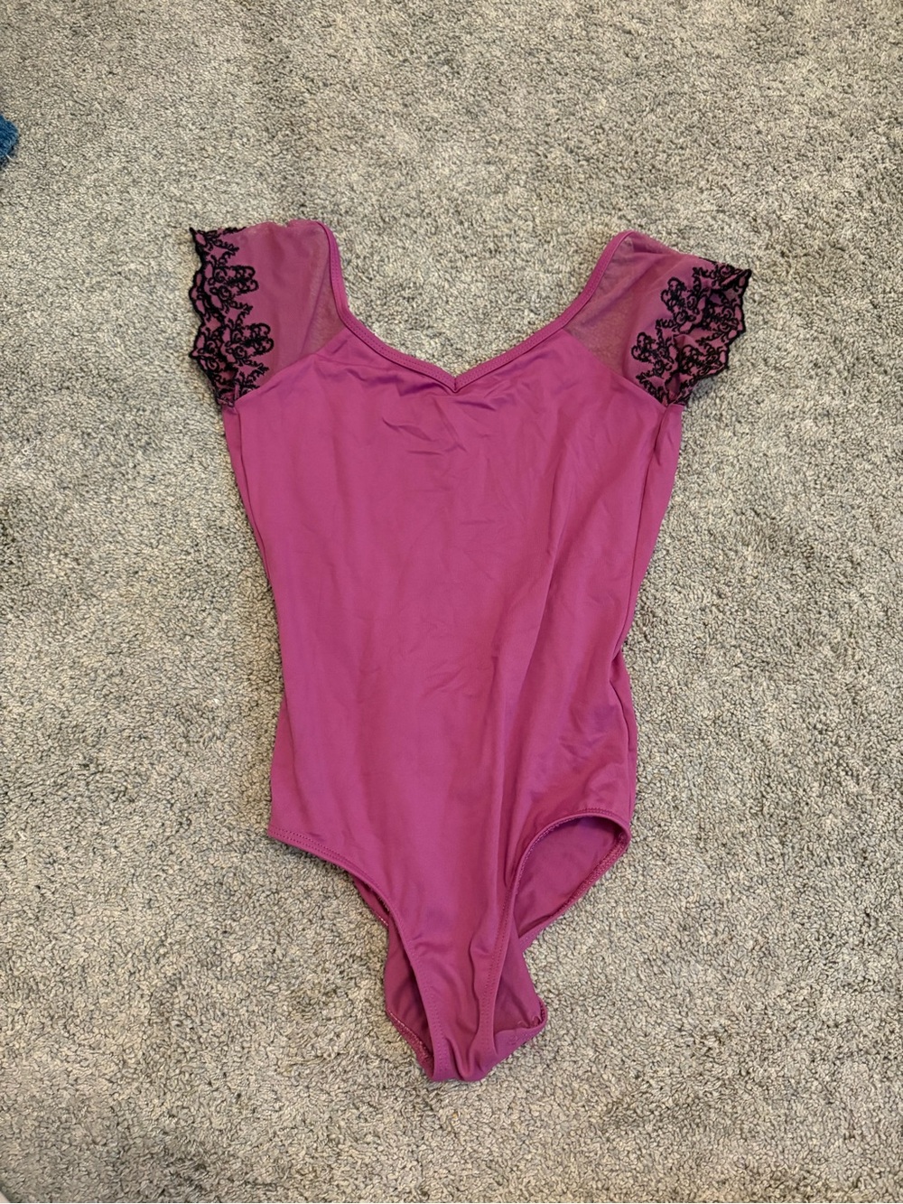 Ballet Rosa Pink Lace Cap Sleeve Leotard with Low Back